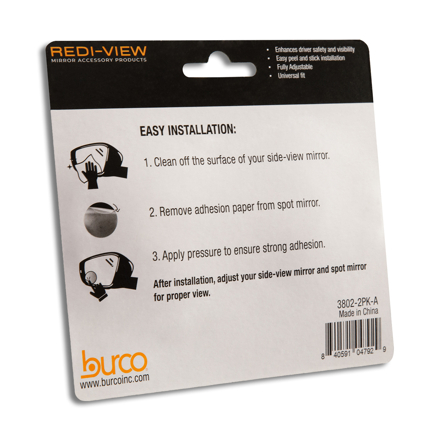 BURCO 2  REDI-SPOT MIRROR ADJUSTABLE TWO-PACK